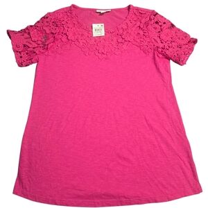 Charter Club Petite Cotton Embroidered T-Shirt Pink Size XS